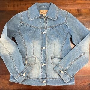 Marcelle Renée Vintage Denim Jacket Small Light Wash Stretch Button Front